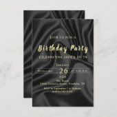 Black & Gold Birthday Invitation 招待状 (正面/裏面)