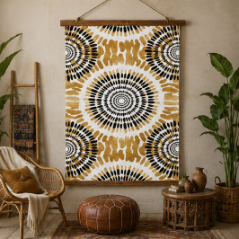 Black & Gold Boho Mandala Elegant Tribal Geometri 吊り下げ型タペストリー