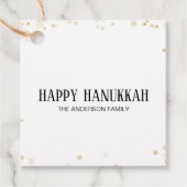 Black & Gold Bokeh Happy Hanukkah フェイバータグ (正面)
