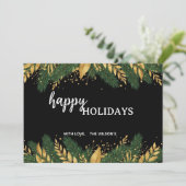 Black & Gold Botanical Happy Holidays Card シーズンカード (スタンド正面)