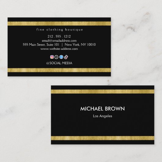 Black Gold Boutique Business Card Minimal Elegant 名刺 (正面/裏面)