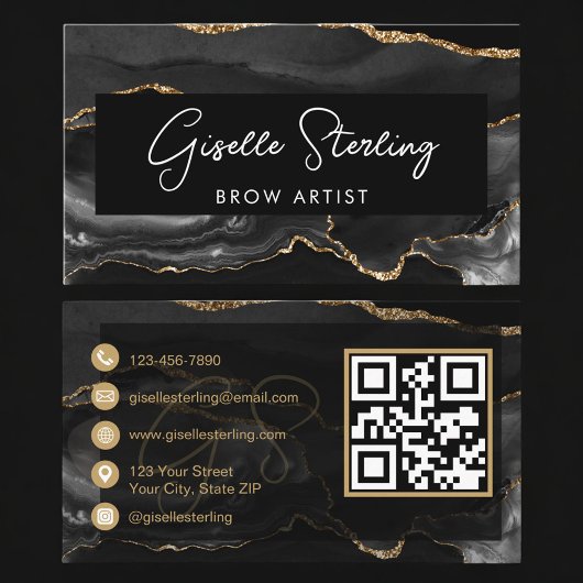 Black Gold Brow Artist QR Code 名刺
