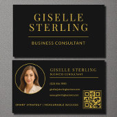 Black Gold Business Consultant Photo QR Code 名刺