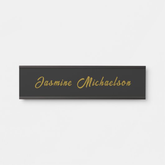 Black & Gold Calligraphy Minimalist Own Name サインプレート (正面)