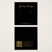 Black Gold Calligraphy QR Code Earring Holder Card (正面&裏面)