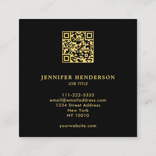 Black gold cardinal red QR code professional スクエア名刺 (裏面)