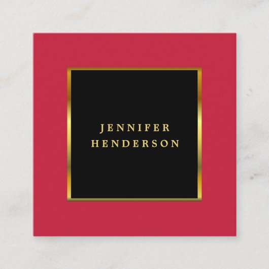 Black gold cardinal red QR code professional スクエア名刺 (正面)