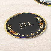 Black & Gold Casino – Bachelor or 40th Birthday ラウンドペーパーコースター (アングル)