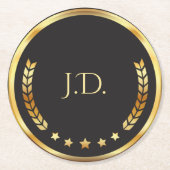 Black & Gold Casino – Bachelor or 40th Birthday ラウンドペーパーコースター (正面)