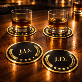 Black & Gold Casino – Bachelor or 40th Birthday ラウンドペーパーコースター