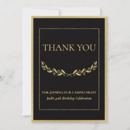 Black & Gold Casino Night –Personalized Thank You サンキューカード