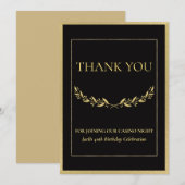 Black & Gold Casino Night –Personalized Thank You サンキューカード (正面/裏面)