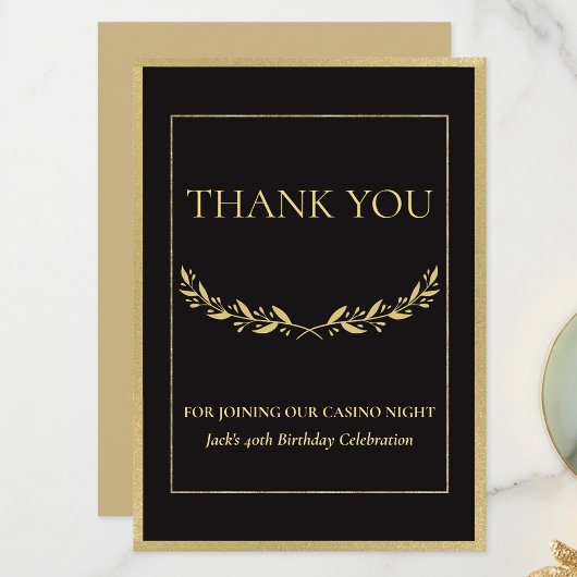 Black & Gold Casino Night Thank You Card サンキューカード