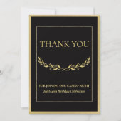 Black & Gold Casino Night Thank You Card サンキューカード (正面)