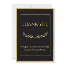 Black & Gold Casino Night Thank You Card