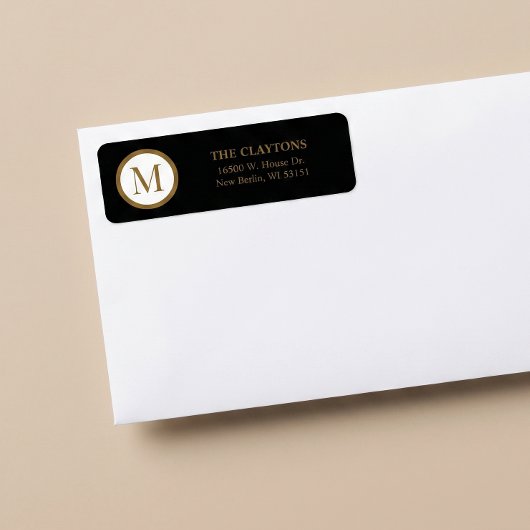 Black & Gold Center Seal Monogram ラベル