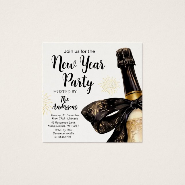 Black Gold Champagne Cheers New Years Eve Party (正面)