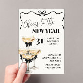 Black Gold Champagne Cheers New Years Eve Party アクリル招待状 (インサイチュ (ポータブル))