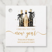 Black Gold Champagne Cheers New Years Eve Party フェイバータグ (正面)