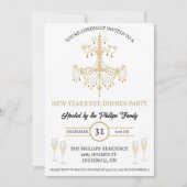 Black & Gold, Champagne, New Year's Eve Party 招待状 (正面)