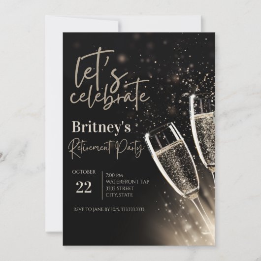 Black Gold Champagne Retirement Party  招待状 (正面)