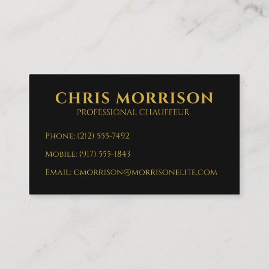 Black Gold Chauffeur 名刺 (裏面)