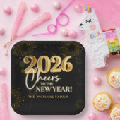 Black Gold Cheers New Years Eve Party ペーパープレート (パーティー)