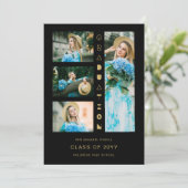 Black Gold Chic 4 Multi-Photos Funny Script Invita 招待状 (スタンド正面)