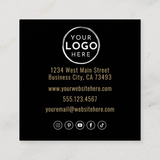 Black Gold Chic Real Estate スクエア名刺 (裏面)