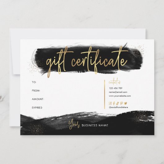 Black & Gold Chic Salon Logo Gift Certificate (正面)