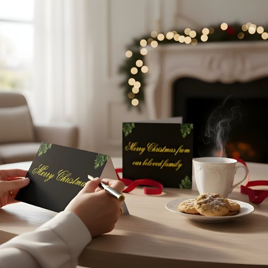 Black & Gold Christmas Card – Family to Family サンキューカード