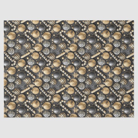 Black Gold Christmas Pattern#12 ID1009 薄葉紙 (正面)