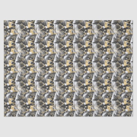 Black Gold Christmas Pattern#14 ID1009 薄葉紙 (正面)