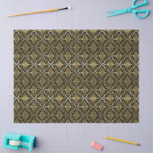 Black Gold Christmas Pattern#30 ID1009 薄葉紙 (クラフト)