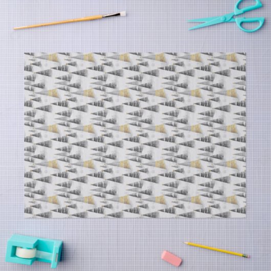 Black Gold Christmas Pattern#8 ID1009 薄葉紙 (クラフト)