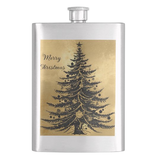 Black Gold Christmas Tree フラスク (正面)
