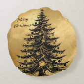 Black Gold Christmas Tree , Luxury ラウンドクッション (裏面)