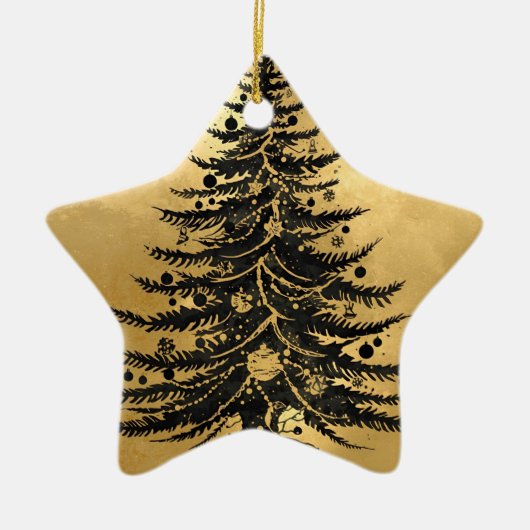 Black Gold Christmas Tree Ornament セラミックオーナメント (正面)