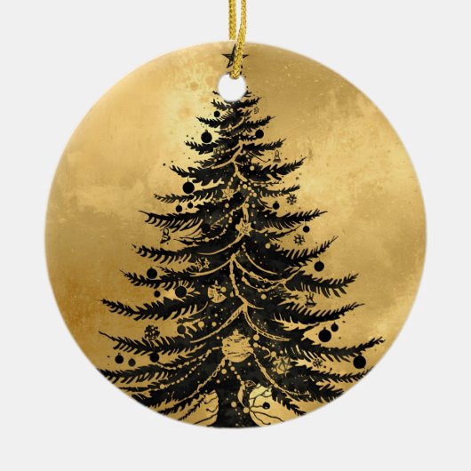 Black Gold Christmas Tree Ornament セラミックオーナメント (正面)