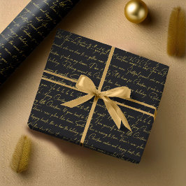 Black Gold Christmas Typography Pattern#36 ID1009 ラッピングペーパー