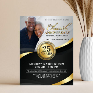 Black & Gold Church Anniversary Flyer チラシ