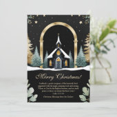 Black Gold Church Bible Verse Christian Christmas シーズンカード (スタンド正面)