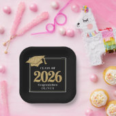 Black & Gold Class Of 2026 ペーパープレート (パーティー)