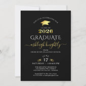 Black Gold Class of 2026 Graduation 招待状 (正面)
