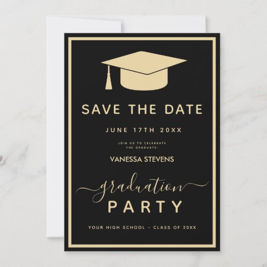 Black Gold Classic Graduation Save the Date セーブザデート (正面)