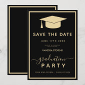 Black Gold Classic Graduation Save the Date セーブザデート (正面/裏面)