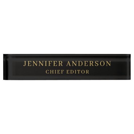 Black & Gold Color Professional Modern Plain デスクネームプレート (正面)