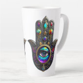 Black Gold Colorful Hamsa w/ Sapphire Third Eye  カフェラテマグ (右アングル)