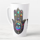 Black Gold Colorful Hamsa w/ Sapphire Third Eye  カフェラテマグ (左アングル)