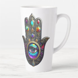 Black Gold Colorful Hamsa w/ Sapphire Third Eye  カフェラテマグ